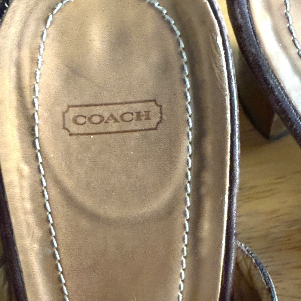 Vintage Coach Leatherware Nicki Nikki Block Heel Sandals Made in Italy Size 8.5B - Picture 2 of 8